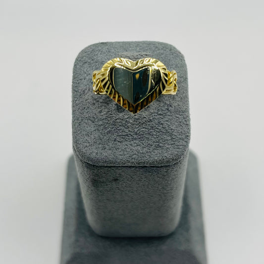 10K Gold Cuban Link Heart Ring