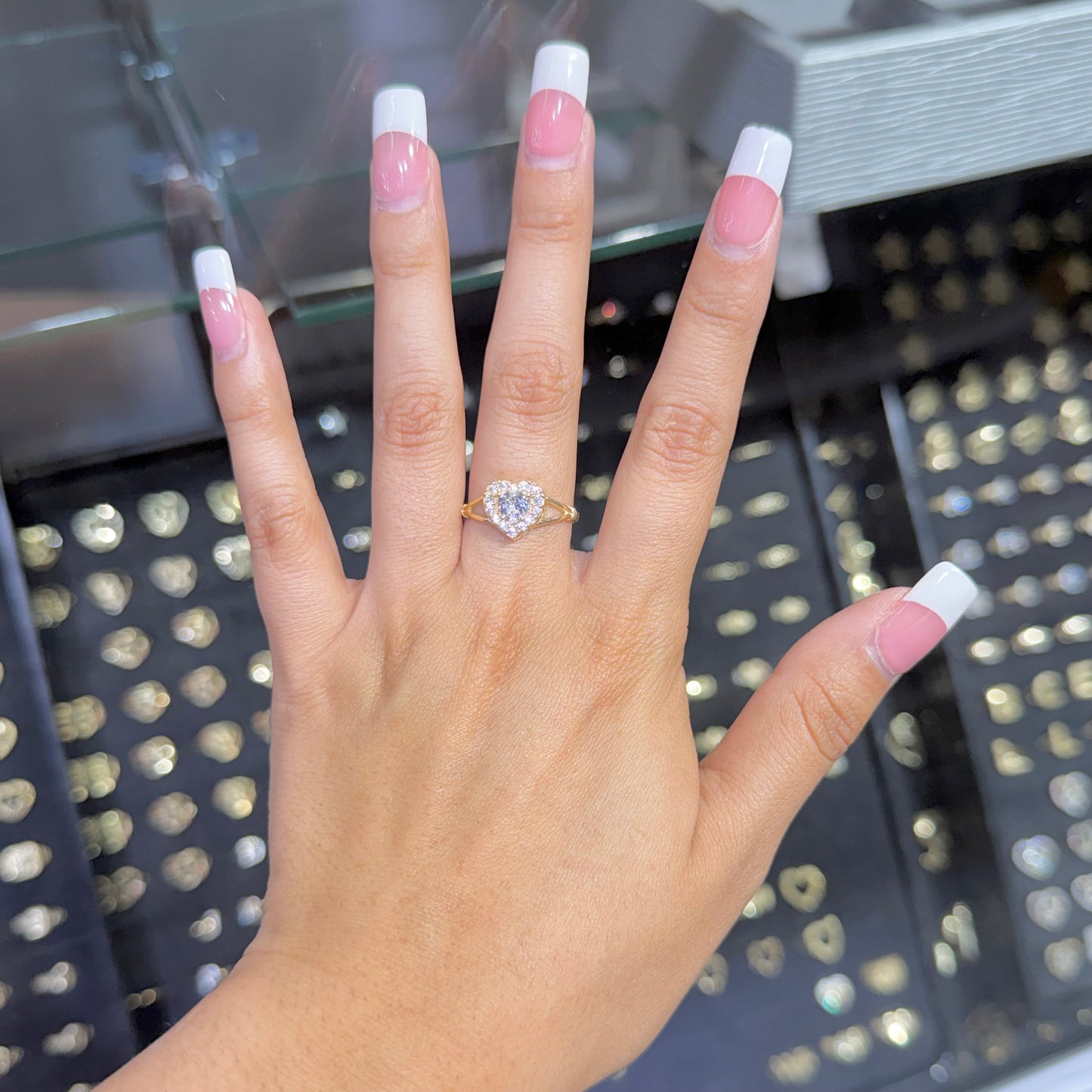10k Gold Bliss Halo Heart Cz Ring