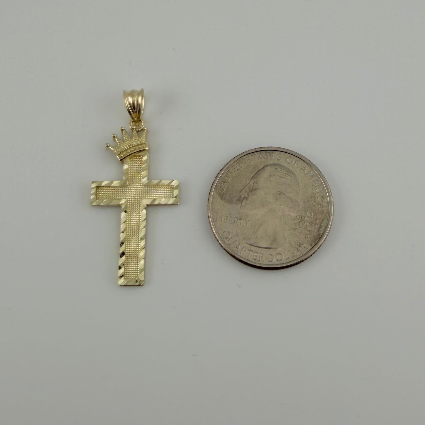 10k Gold Crowned Faith Cross Charm Large
