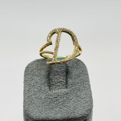 14k Gold Diamond Fancy Intial Ring