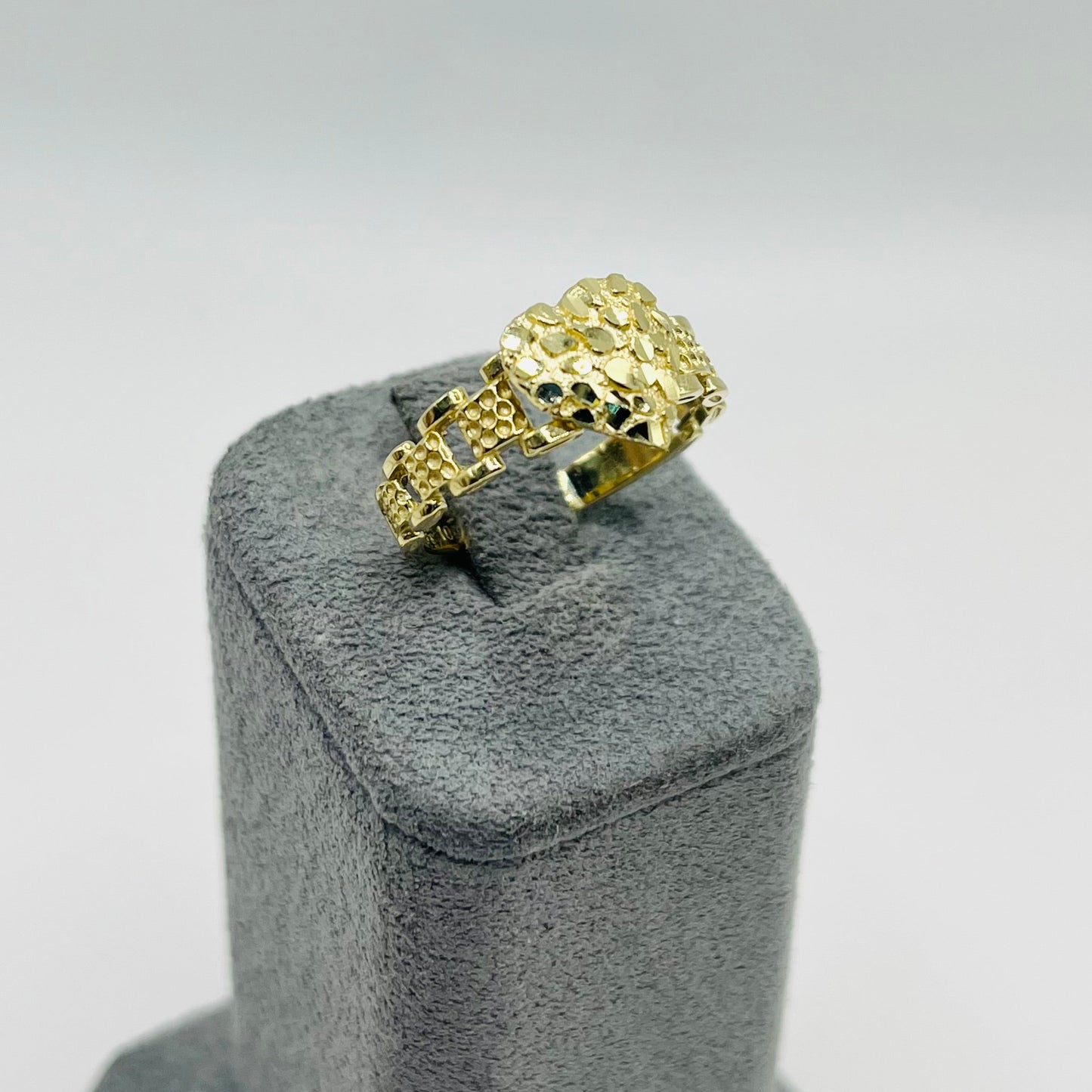 10K Gold RX Nugget Heart Ring | Face Size: Small