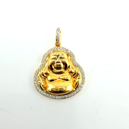 10k Gold Natural Diamond Buddha Charm