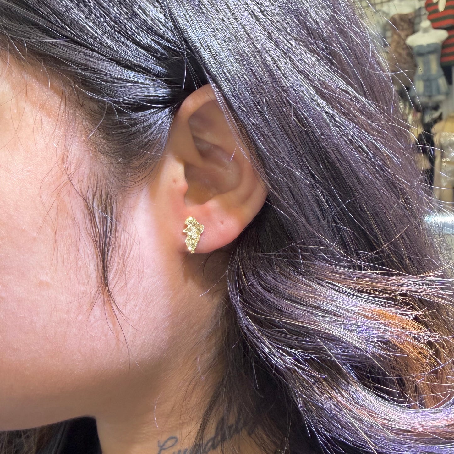 10K Gold Small Nugget Shaped Earrings