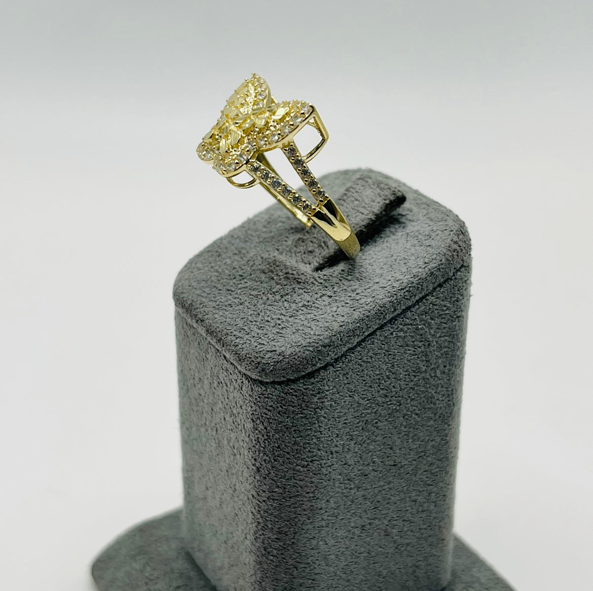 10k Gold Cz Nugget Butterfly Band Ring (S)