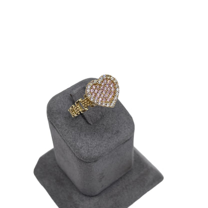 10K Gold RX Pink Heart Ring 6mm band (med)