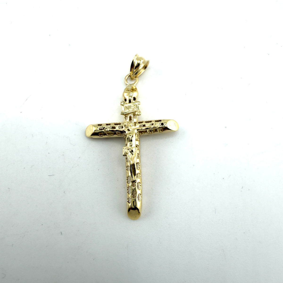 10K Gold Pierced Cross with Jesus