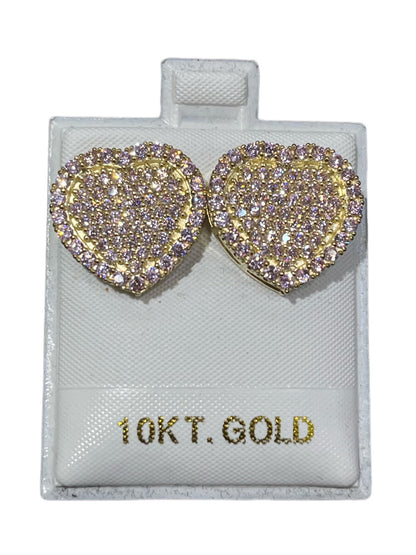 10K Gold CZ Heart Earrings (Limited) | Face Size: 17mm