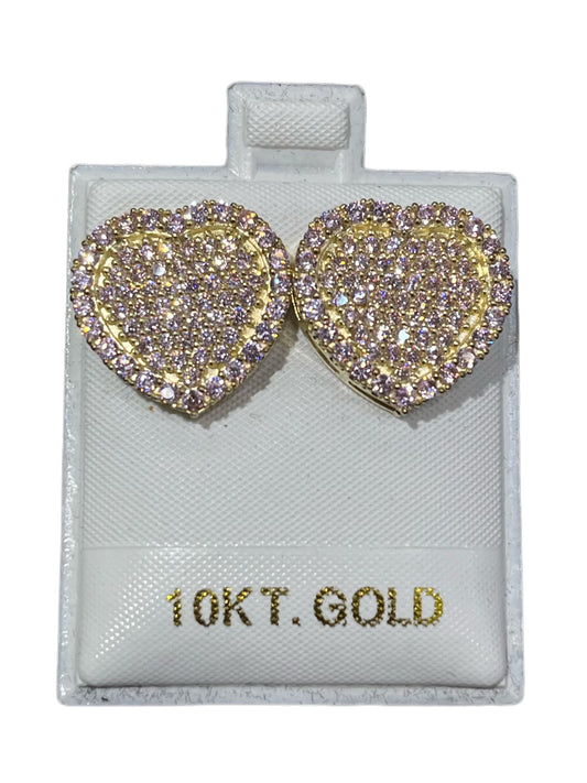 10K Gold CZ Heart Earrings (17mm) LIMITED