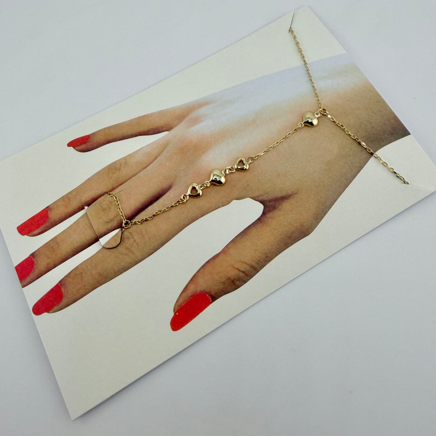 10k Gold Heart Hand Chain