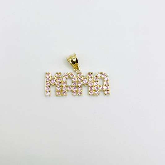 10K Gold Pink CZ MAMA Charm