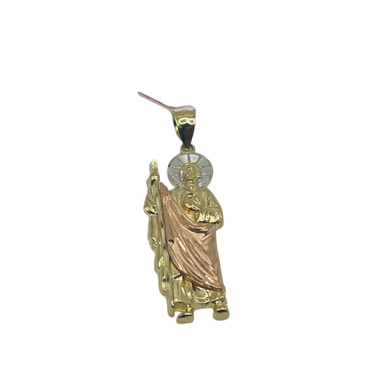 14K Gold San Judas ( St Jude) Pendant 2 Tone