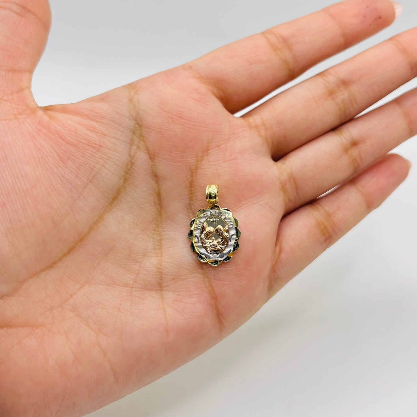 14k Gold Tri- Color My Baptism Charm