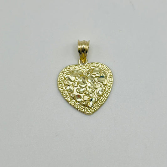 10k Gold Greek Inspired Nugget Heart Charm