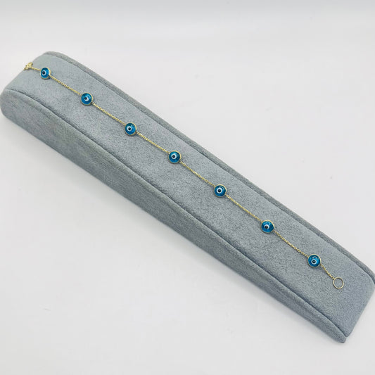 10k Gold Blue Evil Eye Bracelet