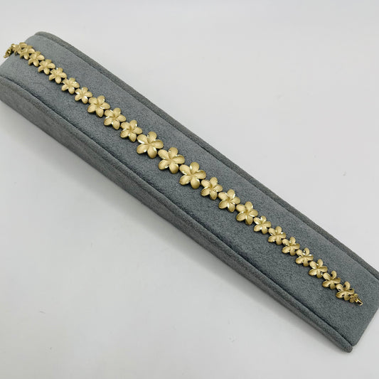 10k Gold Satin Hibiscus Bracelet (SML-LRG)