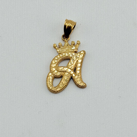 10K Gold Initial Charm with Crown (small)