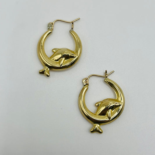 10K Gold Dolphin Hoops (sm)