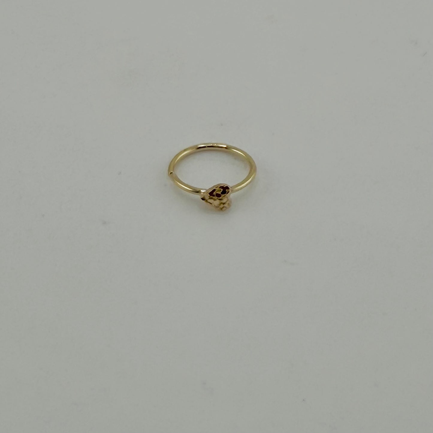 14k Gold Heart Nugget Hoop Nose Ring