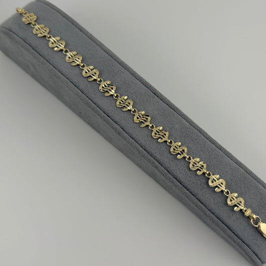 10k Gold Money Sign Bracelet