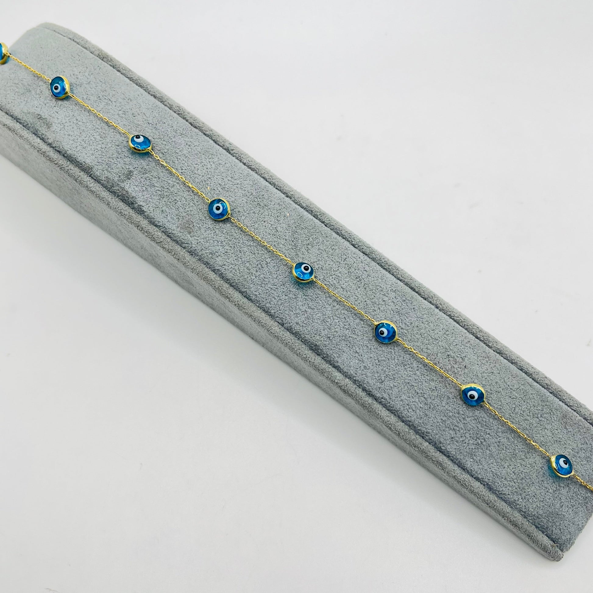 10K Gold Evil Eye Anklet | Style: Multi Blue