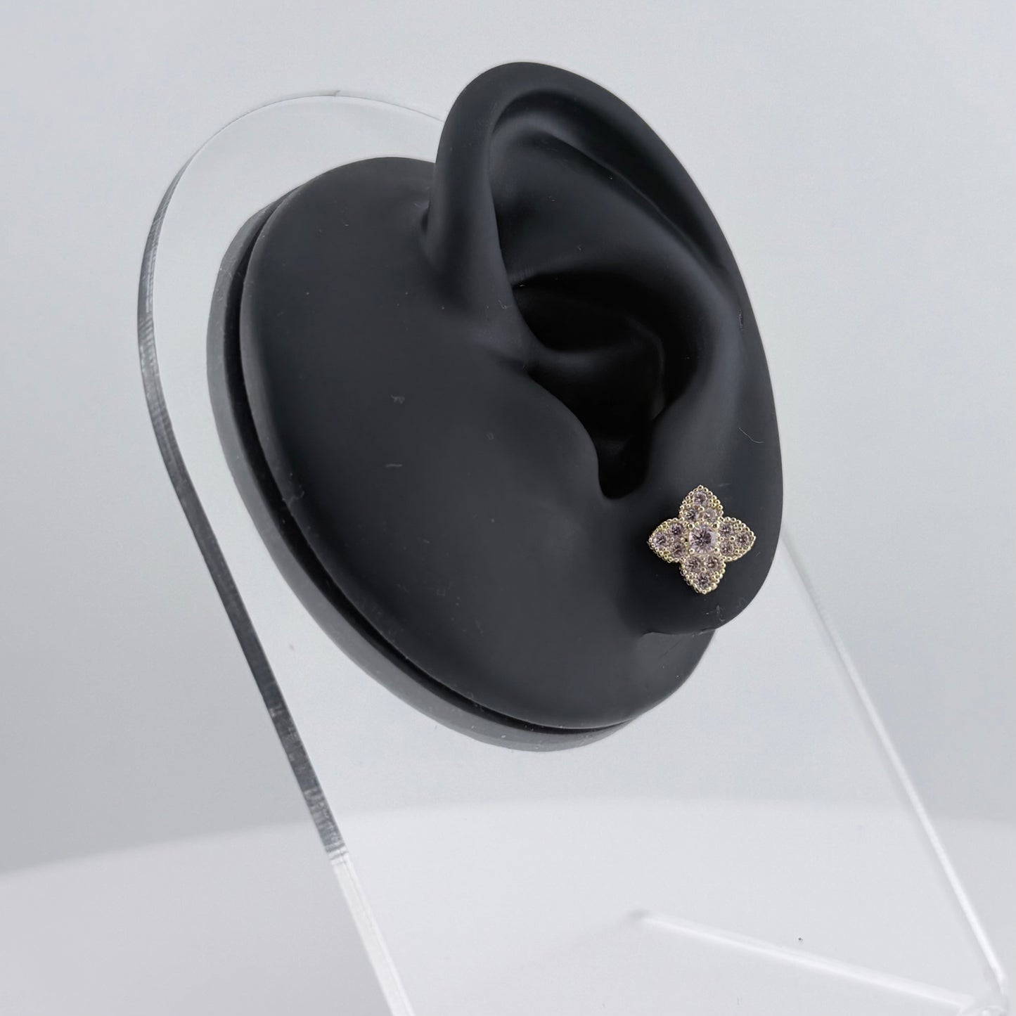 10k Gold Celeste Cz Earrings Pink
