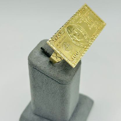 10K Gold Two Finger $100 Bill Ring (large)