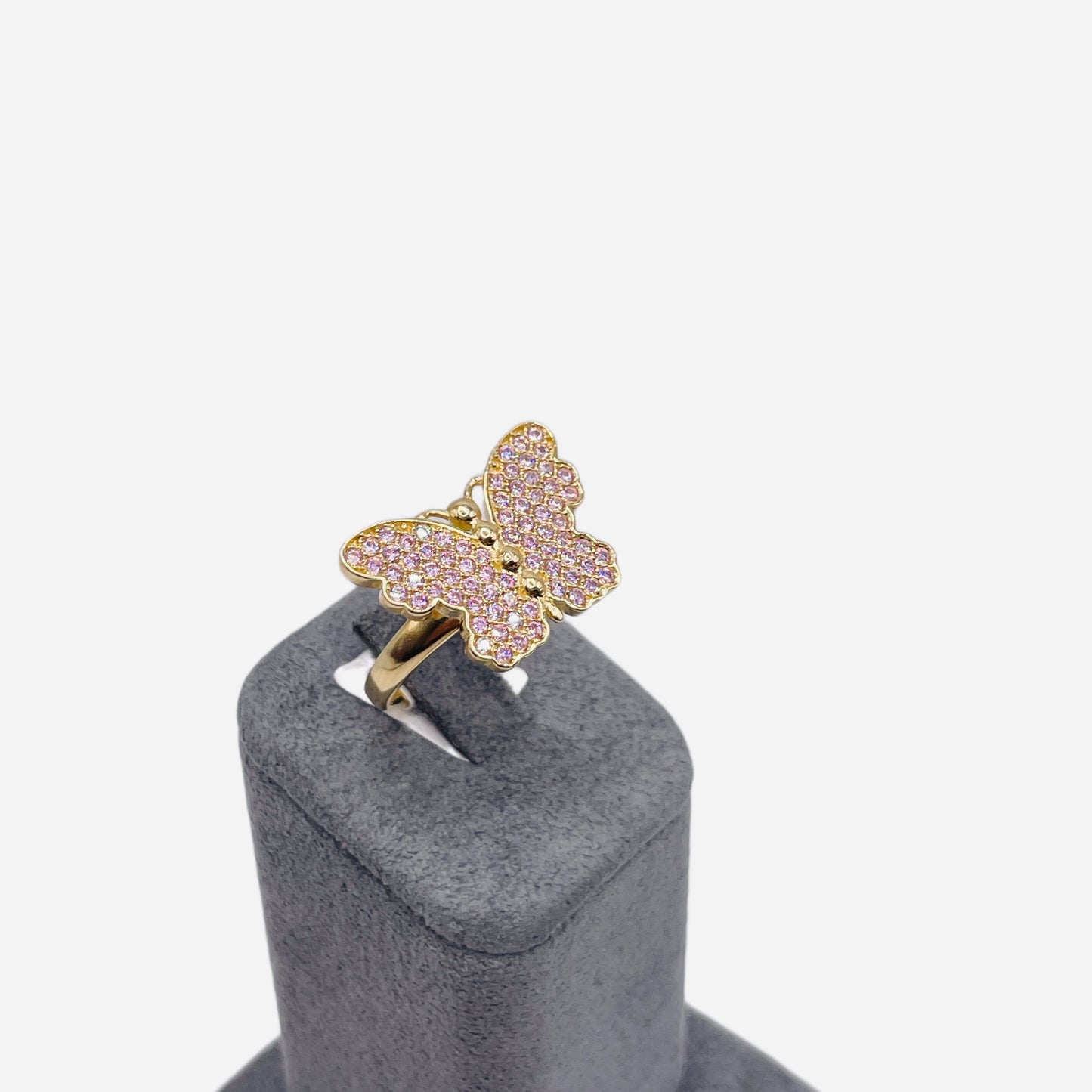 14K Gold Pink Butterfly Ring