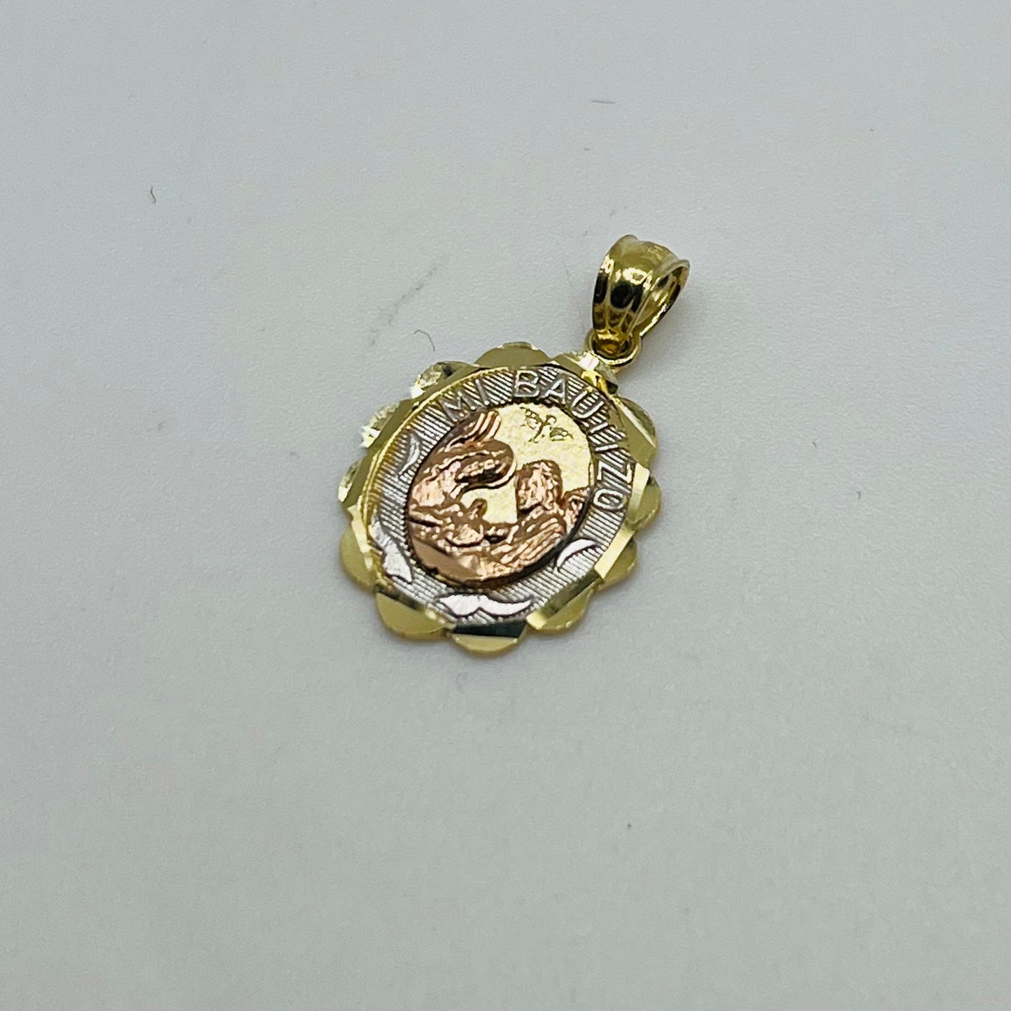 14k Gold Tri- Color My Baptism Charm
