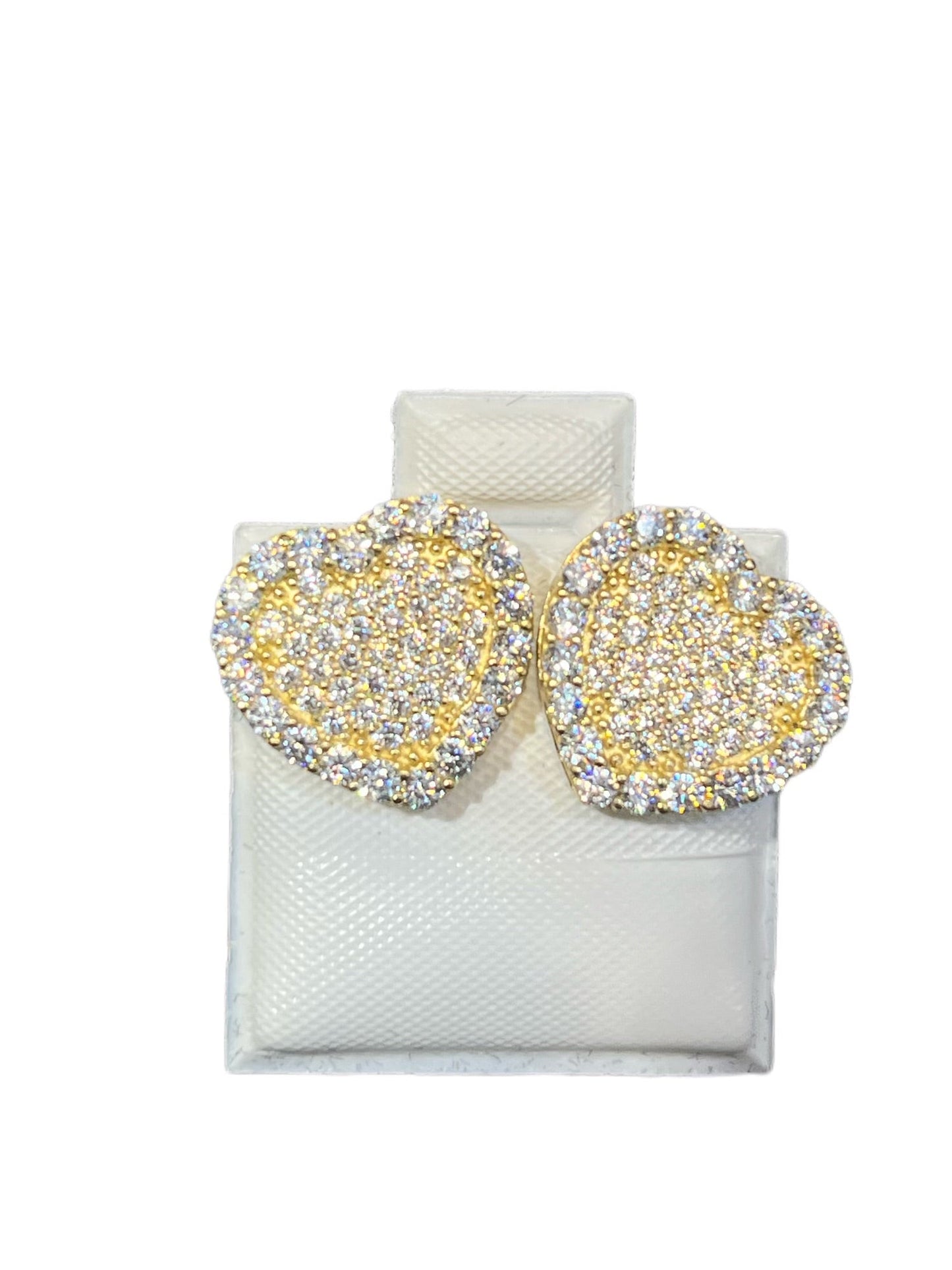 10K Gold CZ Heart Earrings (Limited) | Face Size: 13mm