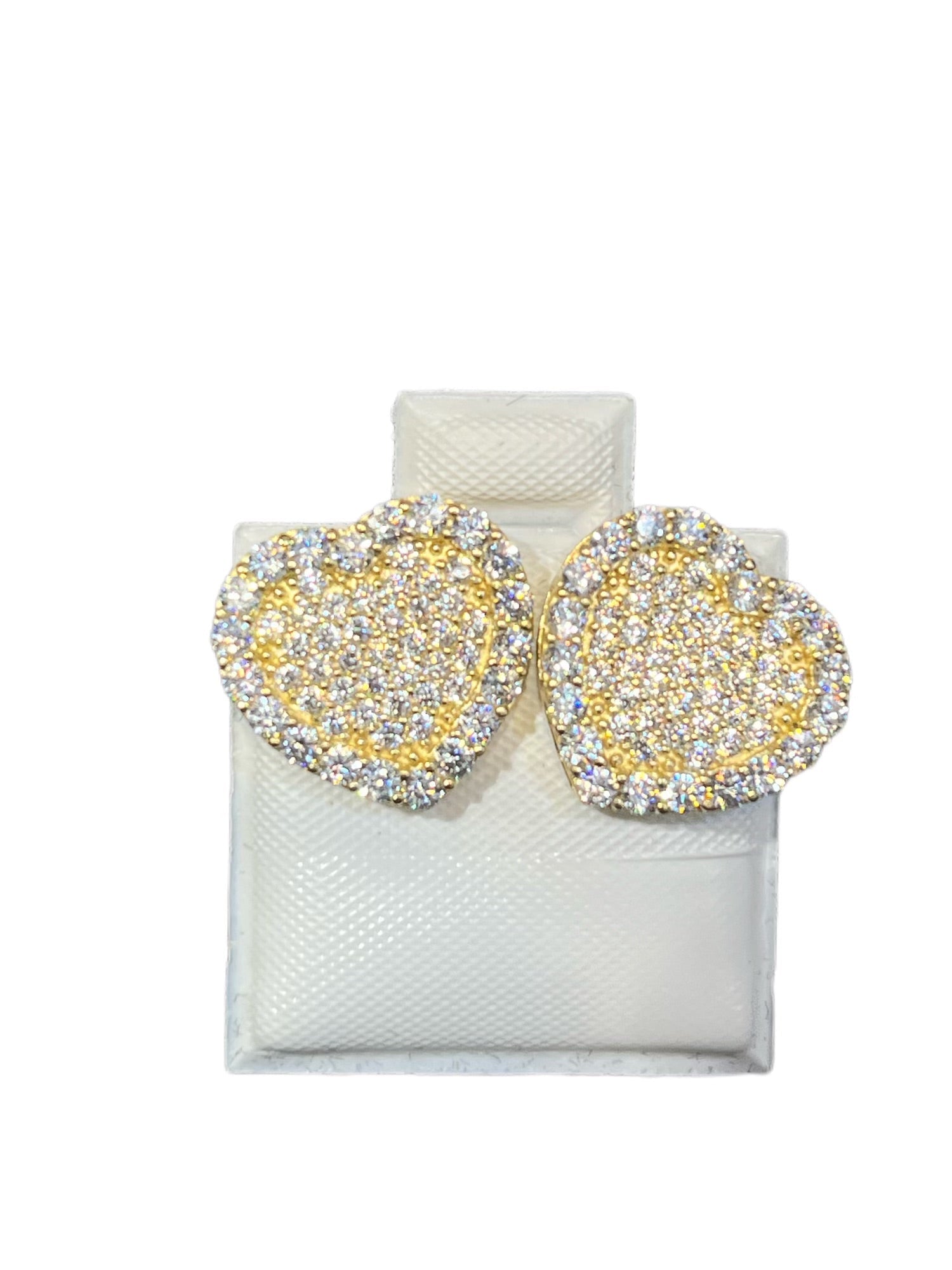 10K Gold CZ Heart Earrings (Limited) | Face Size: 13mm
