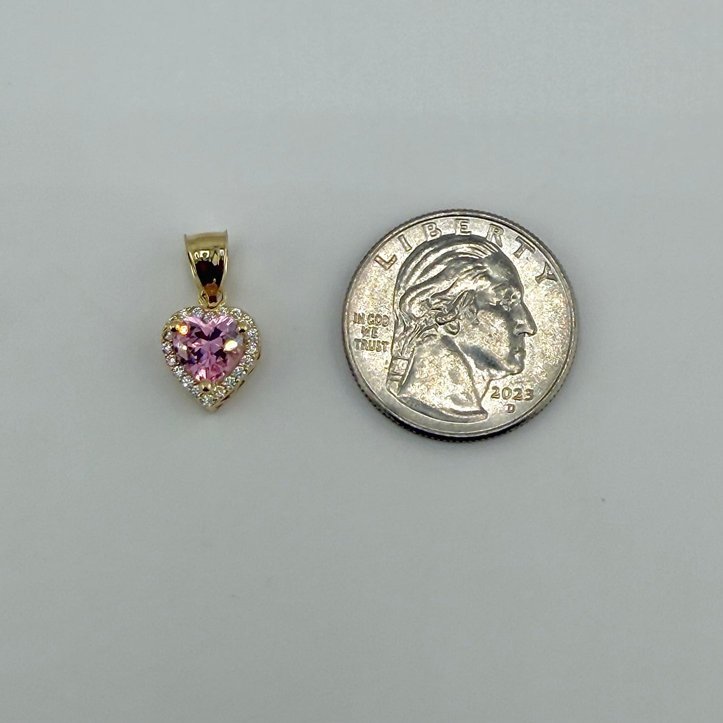 14k Gold Sweet Crush Heart Cz Charm (Pink)