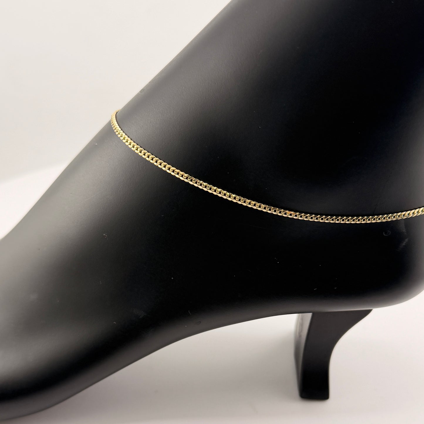 14K Gold Solid Cuban Curb Anklet