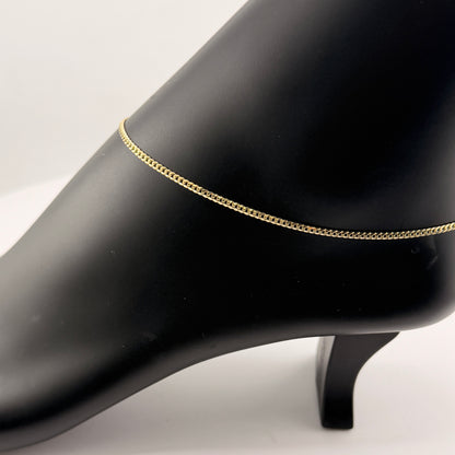 14K Gold Solid Cuban Curb Anklet