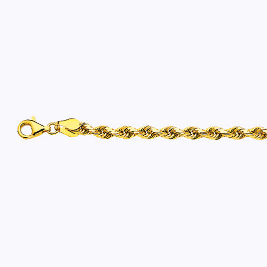 10K Gold Solid 4mm Solid Diamond Cut Rope Chain