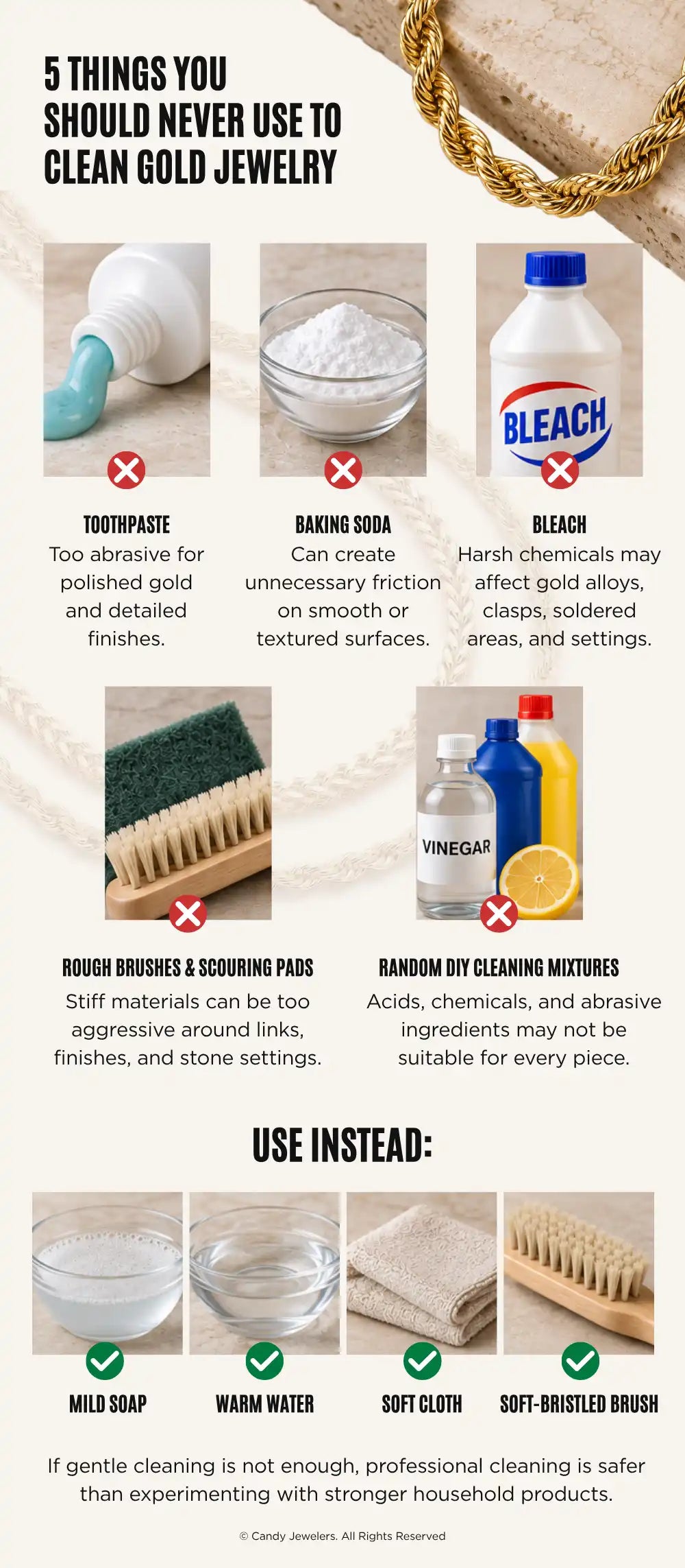 What Should You Never Use to Clean Gold Jewelry?