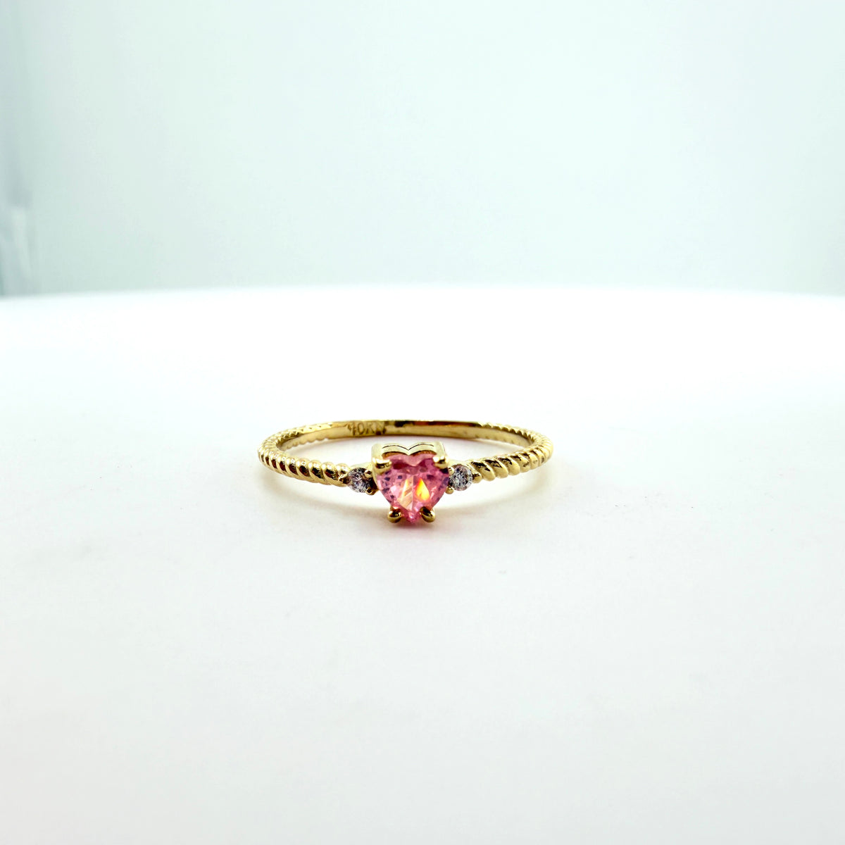 10K Gold Mini Lux Pink CZ Heart Ring