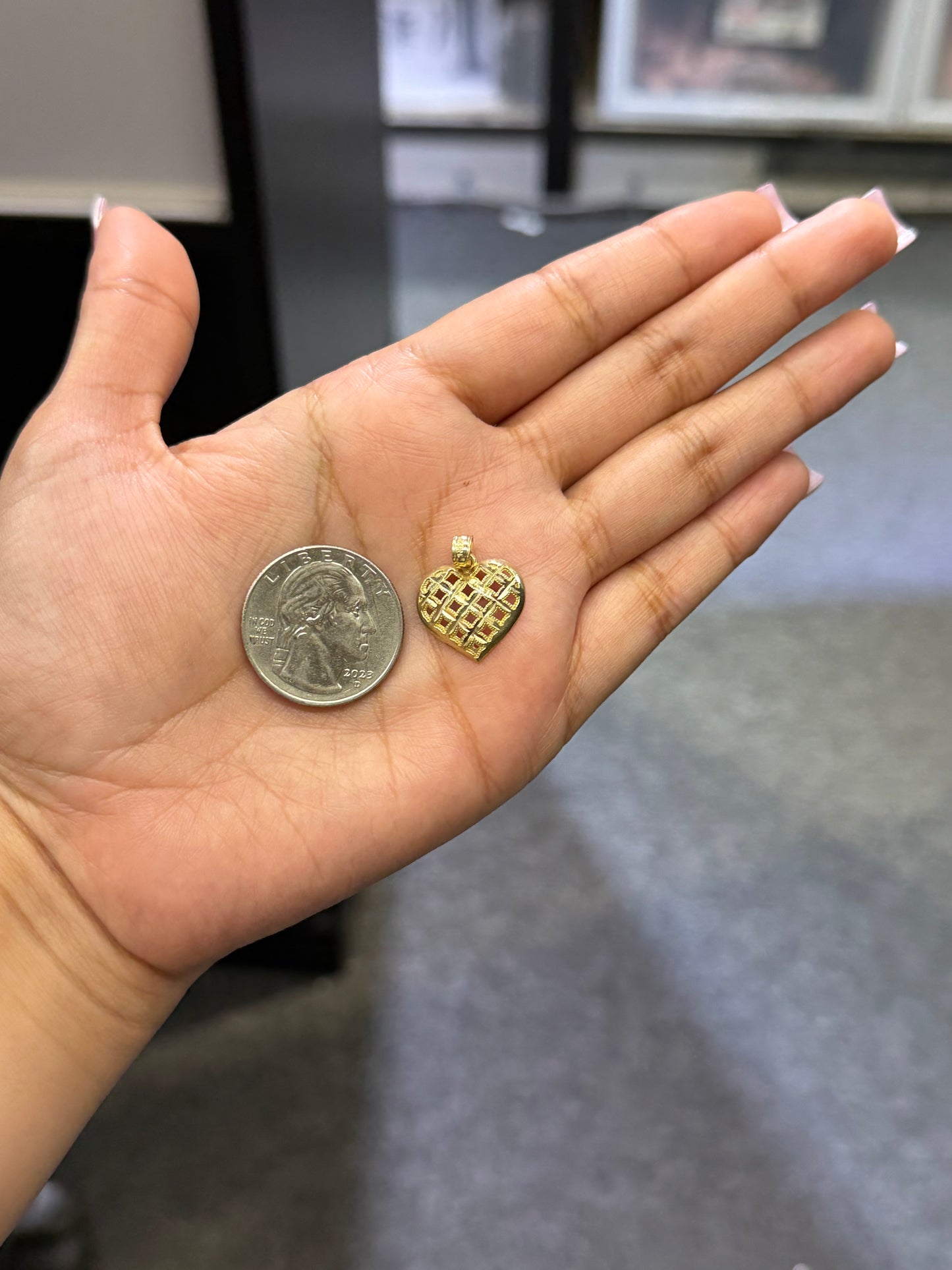 10k Gold Heart Quilt Charm