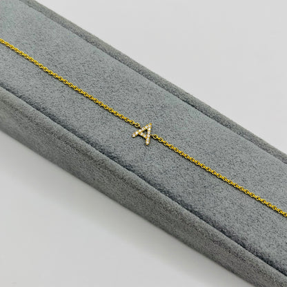 14K Gold Diamond Classic Initial Bracelet