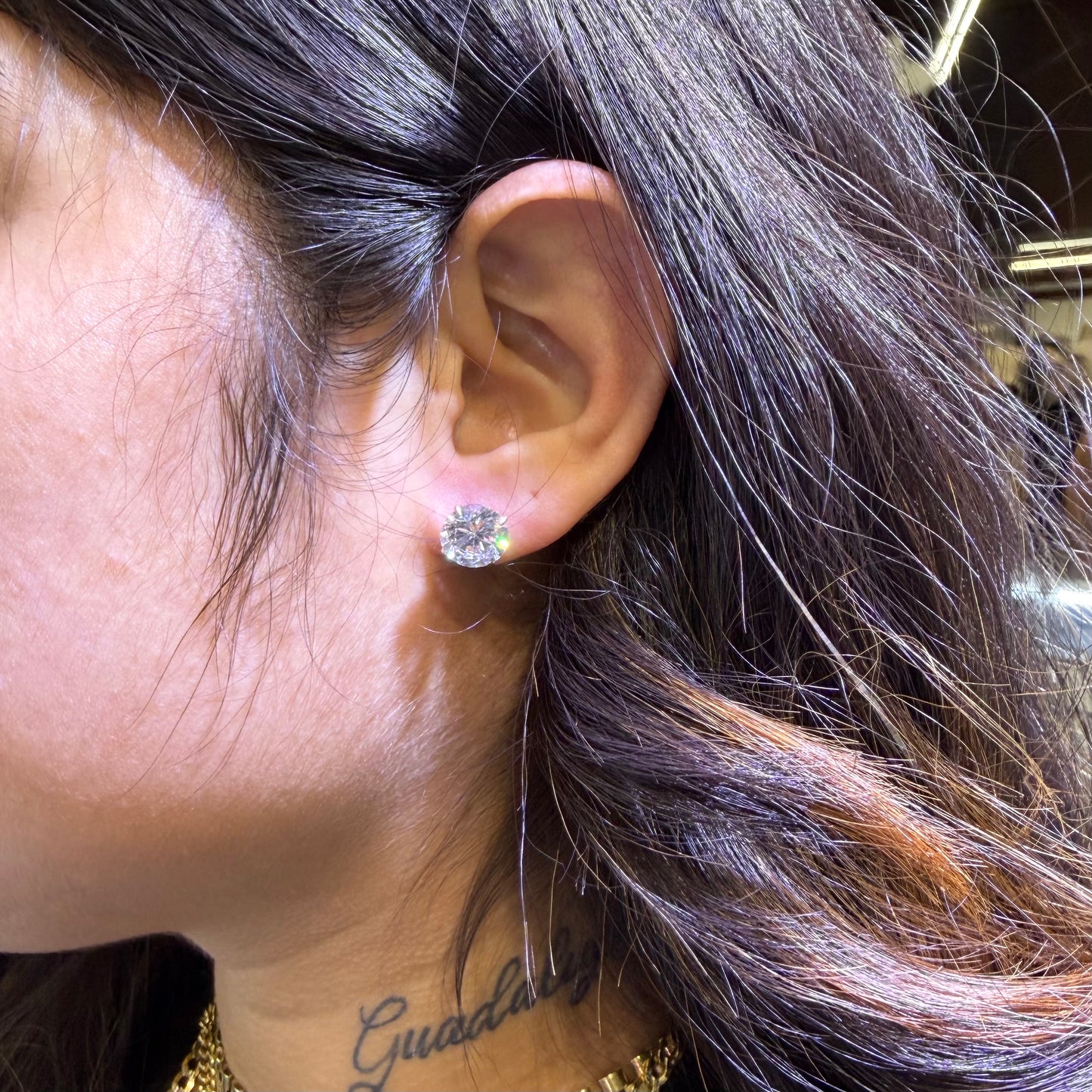 14K Gold Round Cut Studs (9mm)