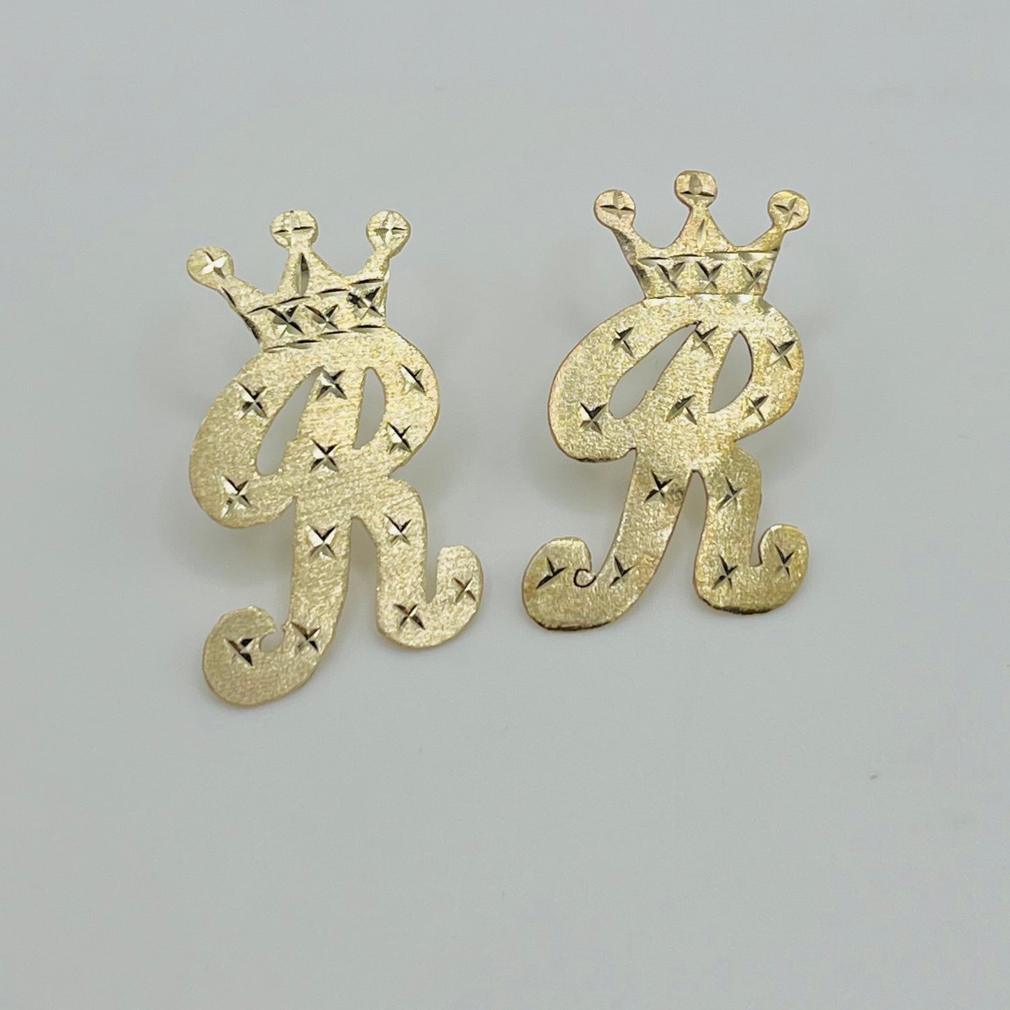 10k Custom Initial Crown Earrings