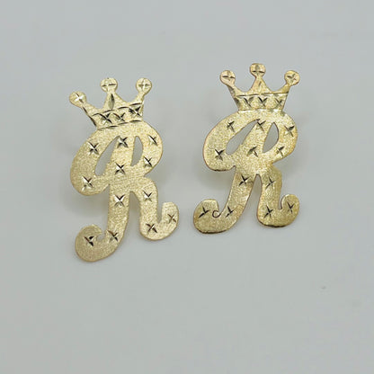 10k Custom Initial Crown Earrings