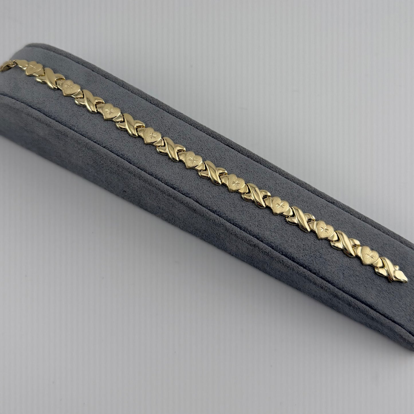 10k Gold XO Matte Finish Bracelet