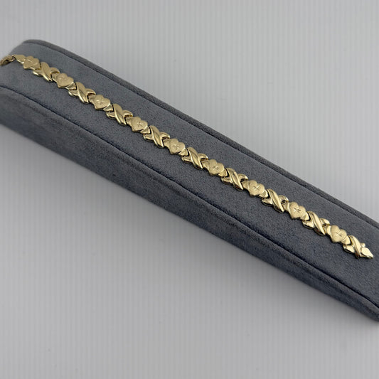 10k Gold XO Matte Finish Bracelet