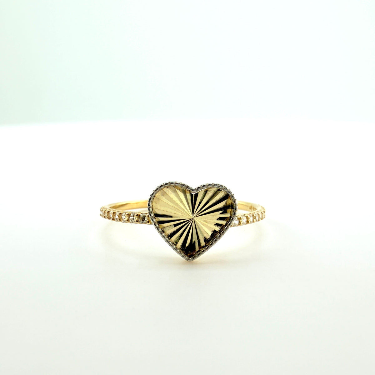 10K Gold Shimmering Fancy Heart Ring