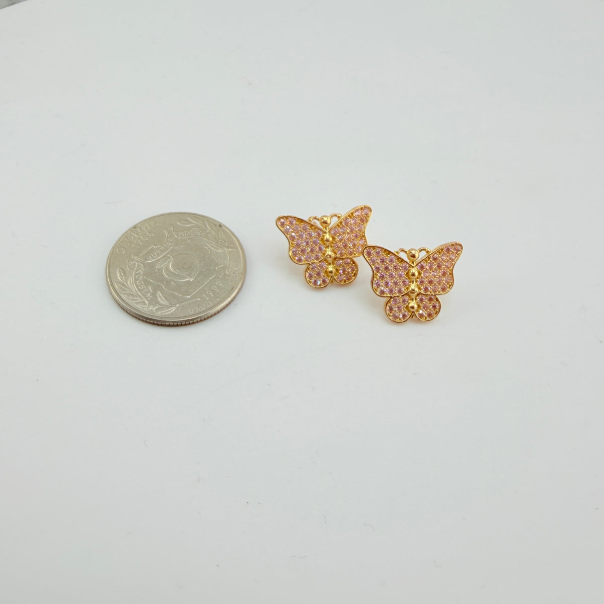 10K Gold CZ Fairytale Butterfly Earrings