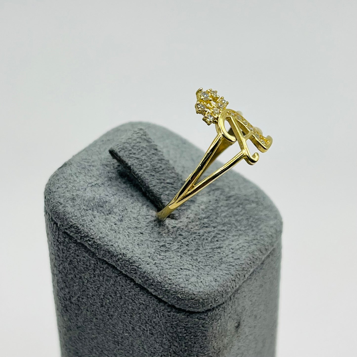 10K Gold Initial Ring with Crown