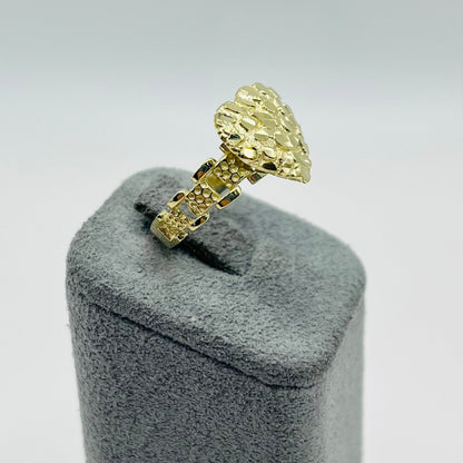 10K Gold RX Nugget Heart Ring | Face Size: Medium