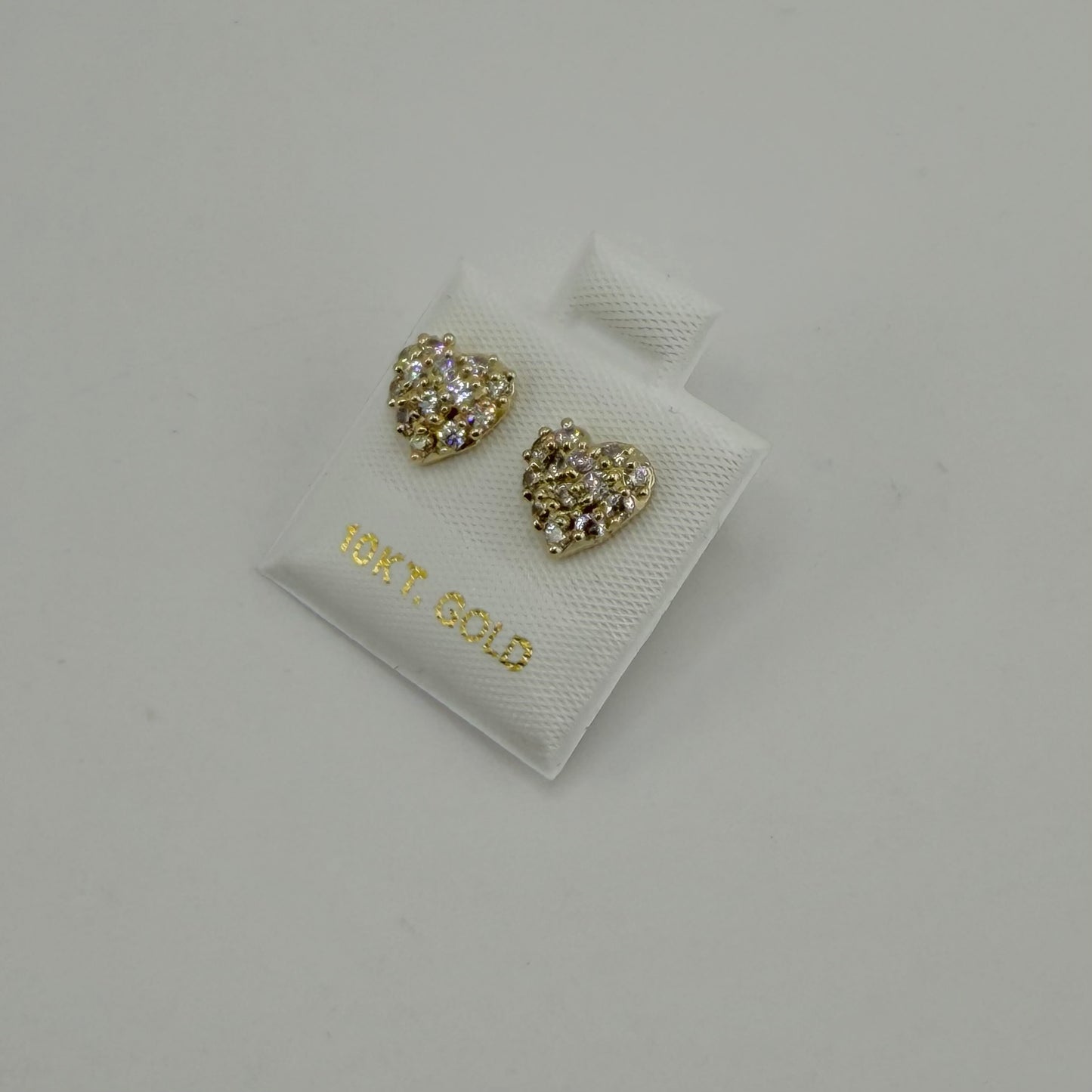 10k Gold Spring Heart Cz White Earrings