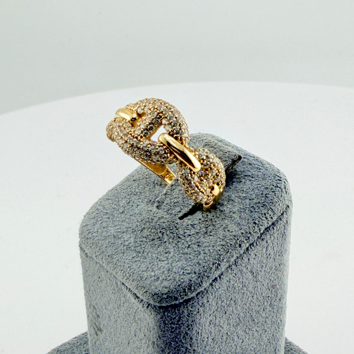 10K Gold CZ Puff Puff Designer Ring