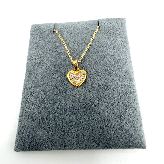 Natural Diamond 14k Gold Filled Heart Necklace Set